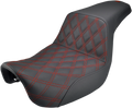 SADDLEMEN Step-Up Seat - Front Lattice Stitch/With Red Stitching - Black - Dyna 806-04-172RD — image 1