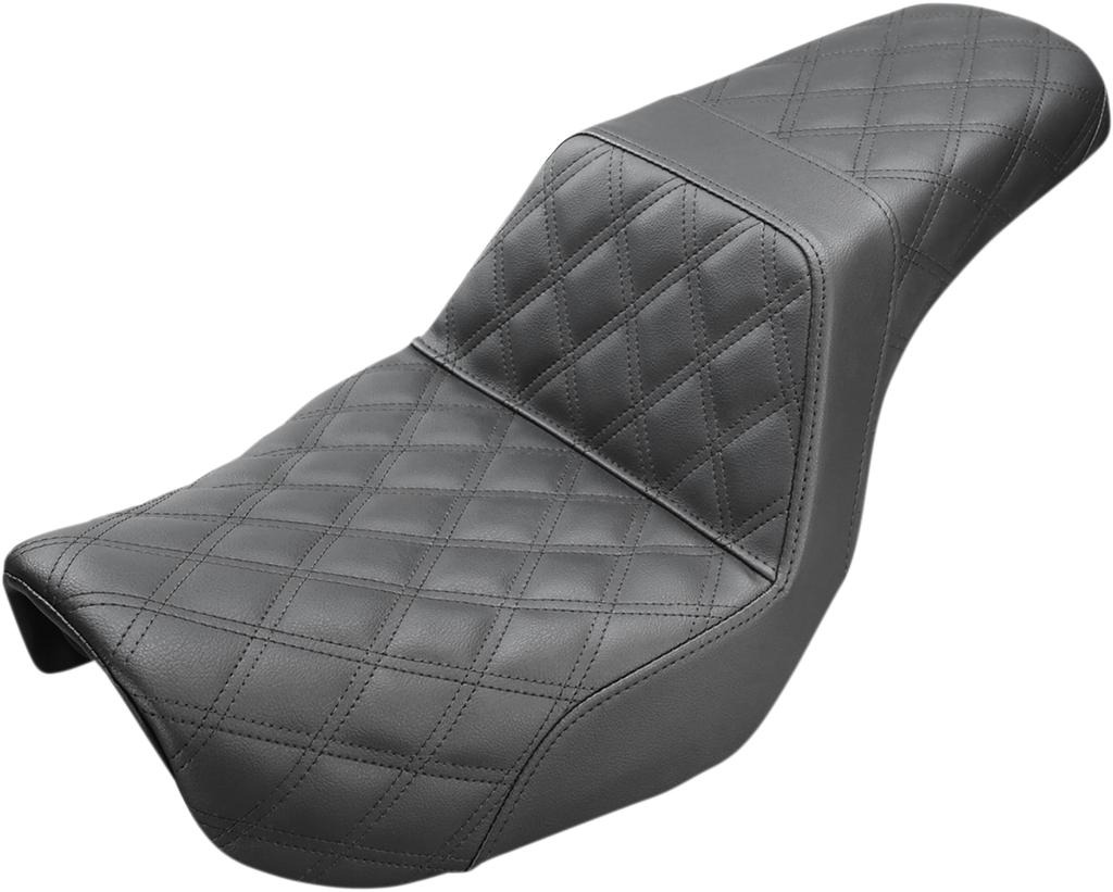 SADDLEMEN Step-Up Seat - Full Lattice Stitch - Black - Dyna 806-04-175 — image 1