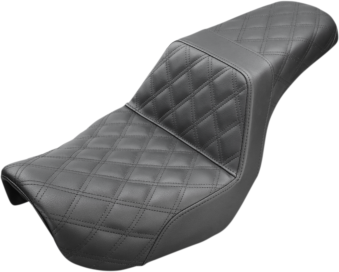 SADDLEMEN Step-Up Seat - Full Lattice Stitch - Black - Dyna 806-04-175 — image 1