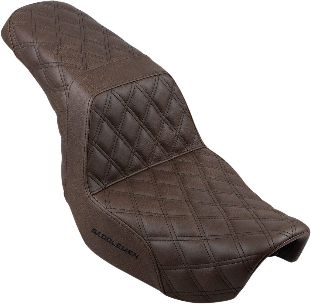 SADDLEMEN Step-Up Seat - Full Lattice Stitch - Brown - Dyna 806-04-175BR — image 1