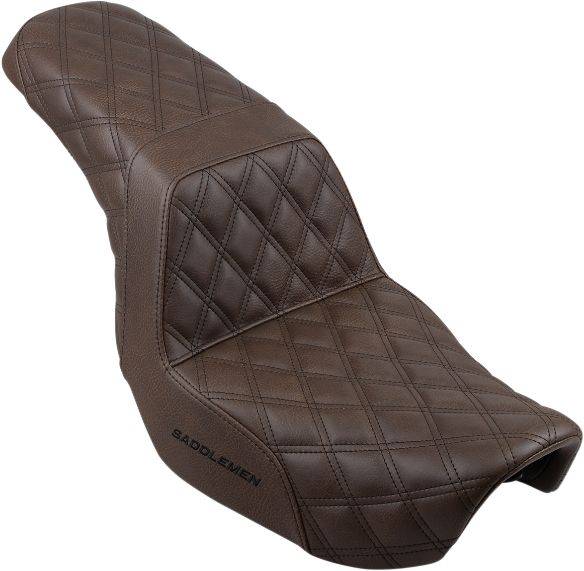 SADDLEMEN Step-Up Seat - Full Lattice Stitch - Brown - Dyna 806-04-175BR — image 1