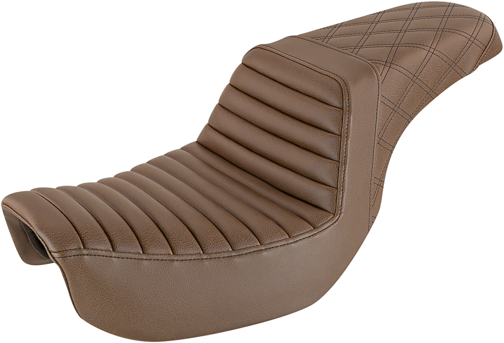SADDLEMEN Step-Up Seat - Front Tuck-n-Roll/Rear Lattice Stitch - Brown 806-04-176BR — image 1