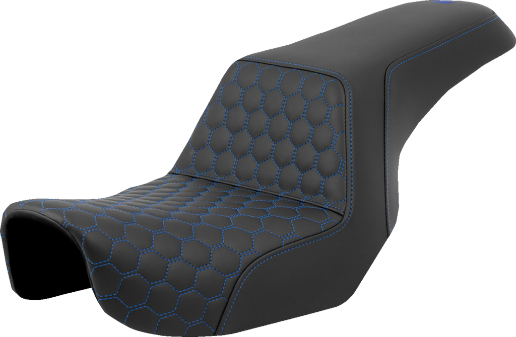 SADDLEMEN Step-Up Seat - Honeycomb - Blue Stitching - Dyna '06-'17 806-04-17701 — image 1