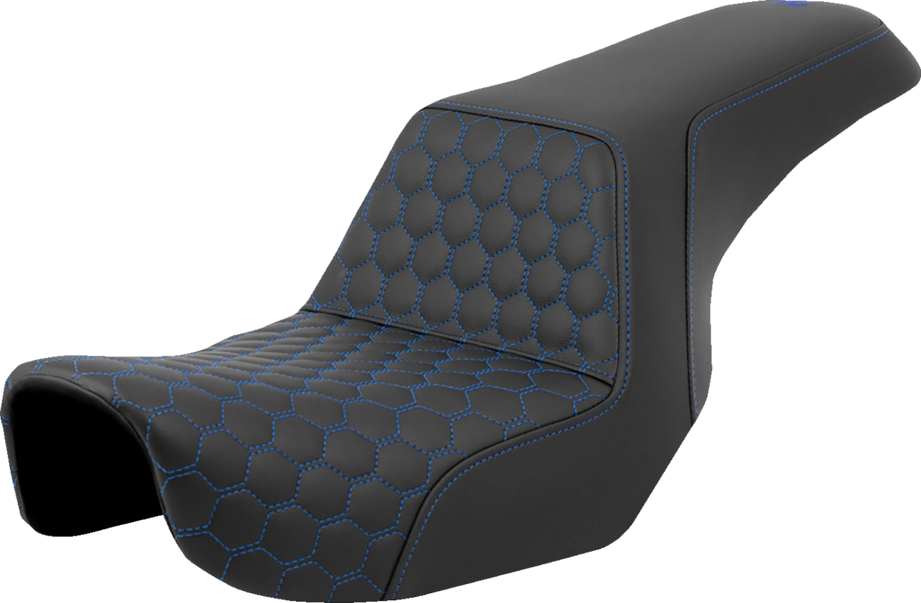 SADDLEMEN Step-Up Seat - Honeycomb - Blue Stitching - Dyna '06-'17 806-04-17701 — image 1