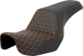 SADDLEMEN Step-Up Seat - Honeycomb - Orange Stitching - Dyna '06-'17 806-04-17703 — image 1