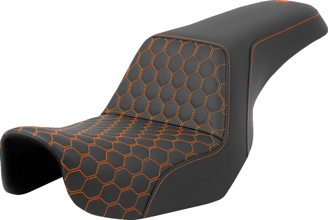 SADDLEMEN Step-Up Seat - Honeycomb - Orange Stitching - Dyna '06-'17 806-04-17703 — image 1