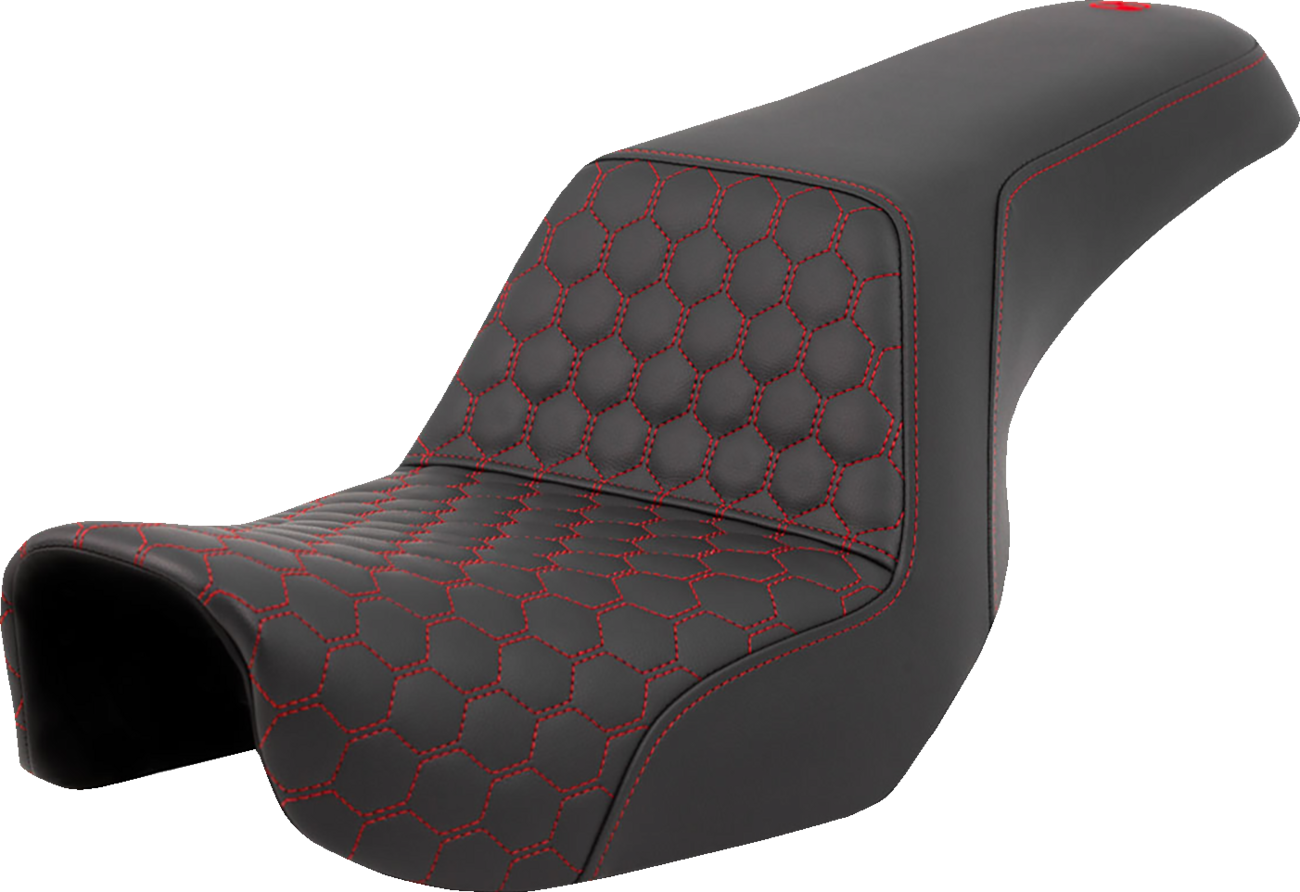 SADDLEMEN Step-Up Seat - Honeycomb - Red Stitching - Dyna '06-'17 806-04-17704 — image 1