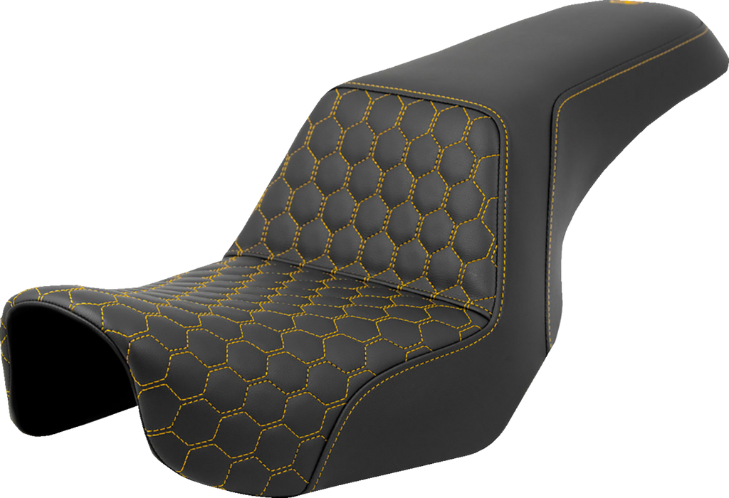 SADDLEMEN Step-Up Seat - Honeycomb - Gold Stitching - Dyna '06-'17 806-04-17707 — image 1