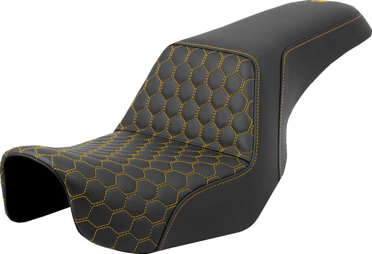 SADDLEMEN Step-Up Seat - Honeycomb - Gold Stitching - Dyna '06-'17 806-04-17707 — image 1