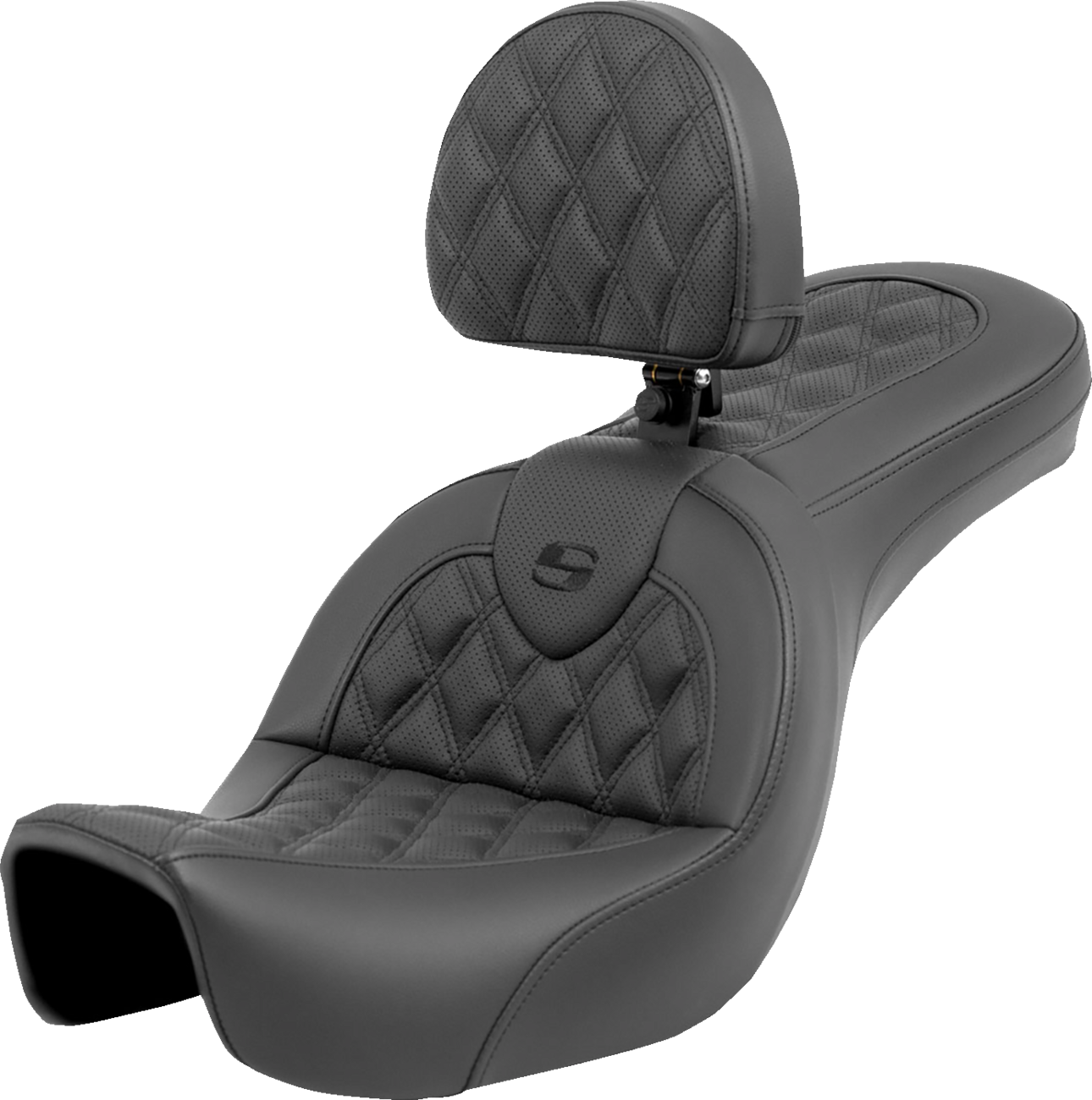 SADDLEMEN Roadsofa™ Seat - Lattice Stitch - with Backrest - FXD '06-'17 806-04-182BR — image 1