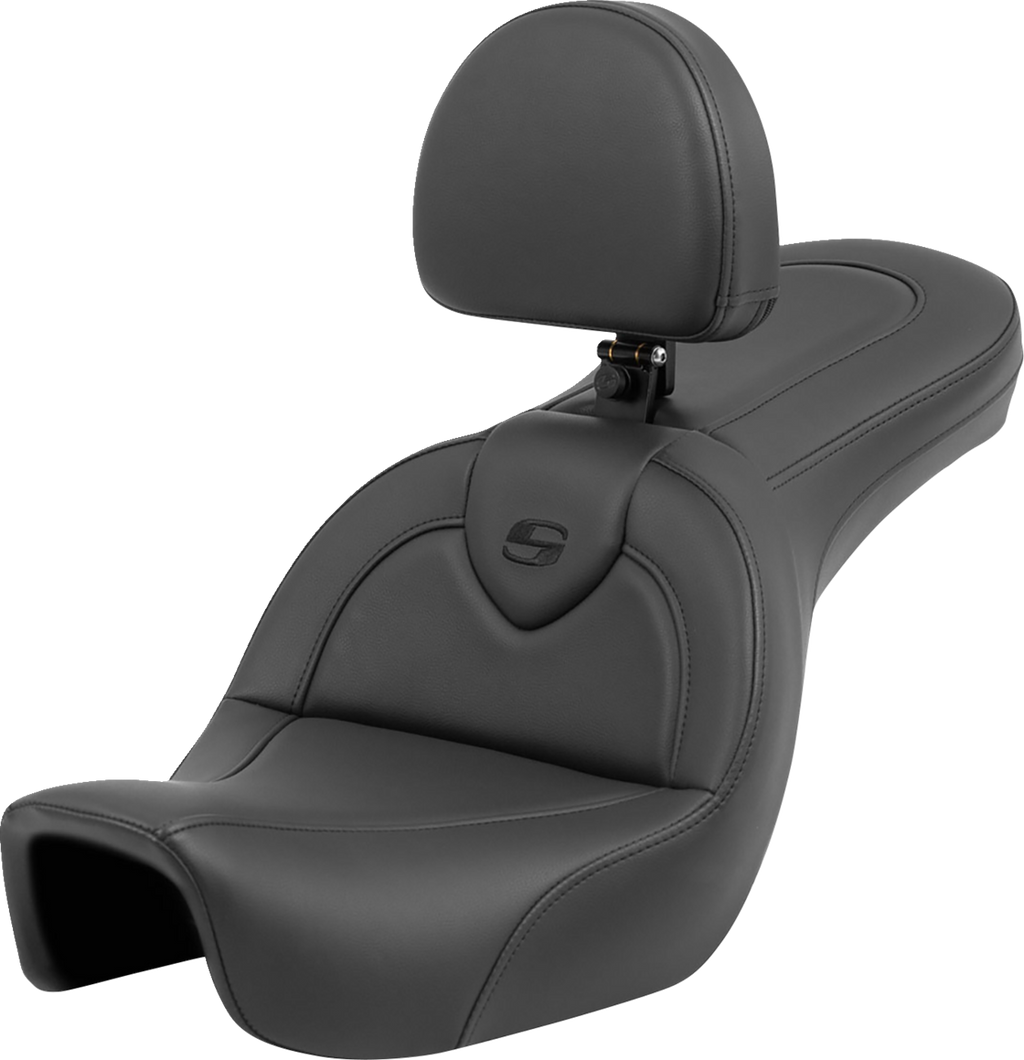 SADDLEMEN Roadsofa™ Seat - with Backrest - Black/Black Stitching - FXD '06-'17 806-04-187BR — image 1
