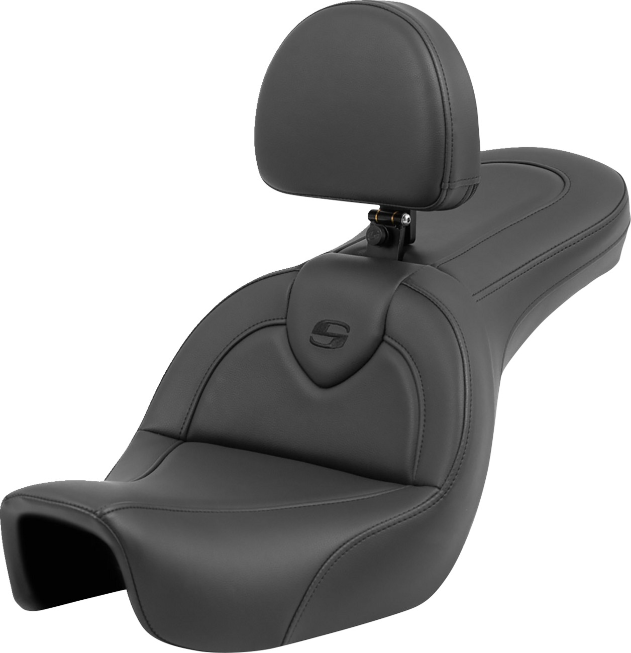 SADDLEMEN Roadsofa™ Seat - with Backrest - Black/Black Stitching - FXD '06-'17 806-04-187BR — image 1