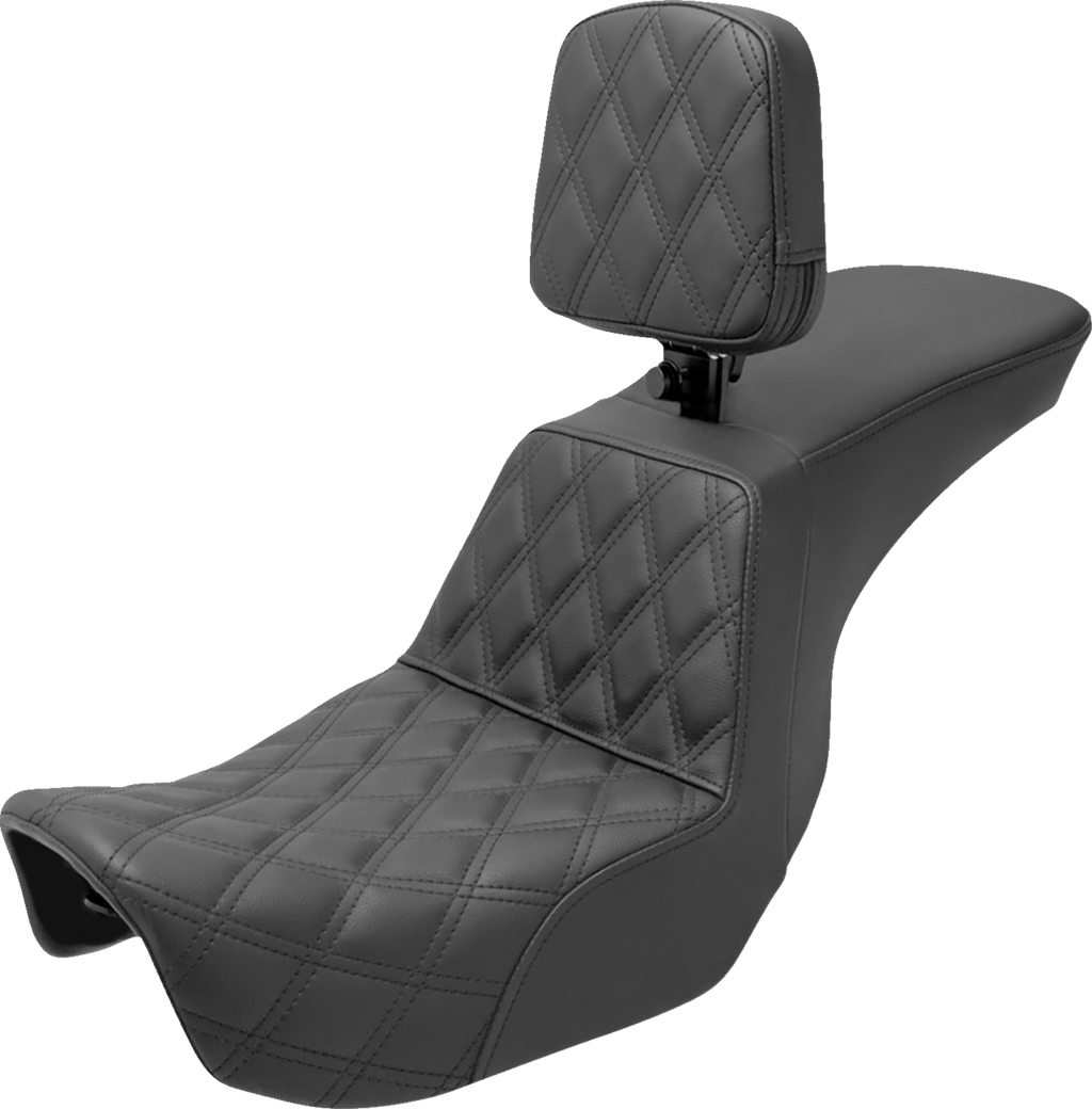 SADDLEMEN Tour Step-Up Seat - Rider Backrest - Front Lattice Stitch - Dyna '06-'17 806-04-192BR — image 1