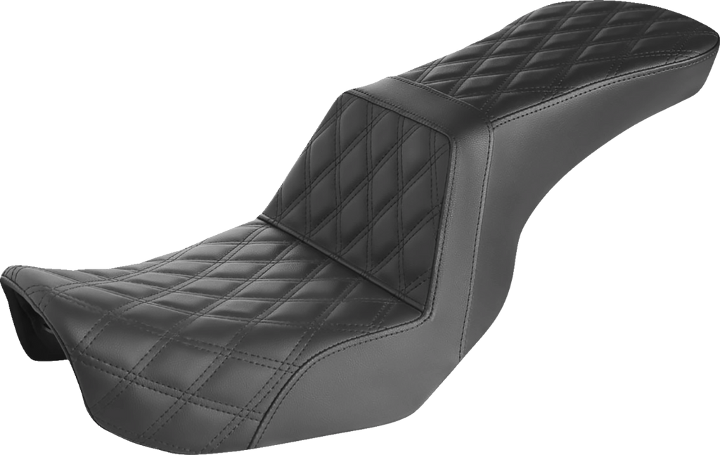 SADDLEMEN Step-Up Seat - Full Lattice Stitch - Black - Dyna 806-04-195 — image 1