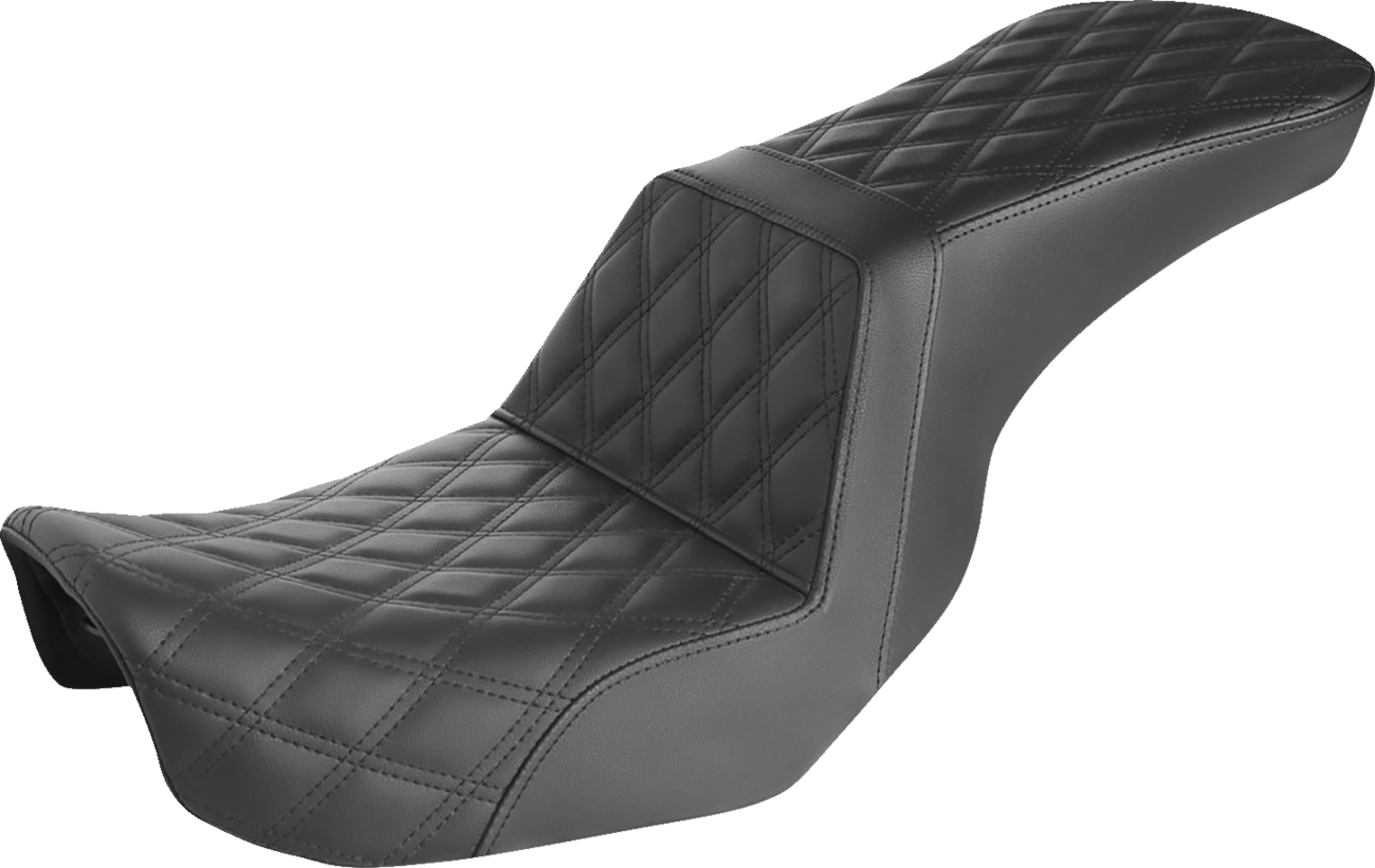 SADDLEMEN Step-Up Seat - Full Lattice Stitch - Black - Dyna 806-04-195 — image 1