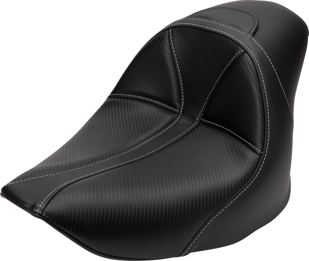 SADDLEMEN Dominator Solo Seat - w/o Backrest - Black w/ Gray Stitching - FL/FX '06-'17 806-12-0042 — image 1