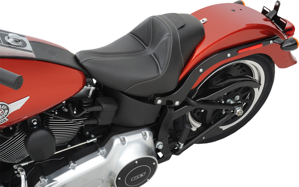 SADDLEMEN Dominator Solo Seat - w/o Backrest - Black w/ Gray Stitching - FL/FX '06-'17 806-12-0042 — image 4