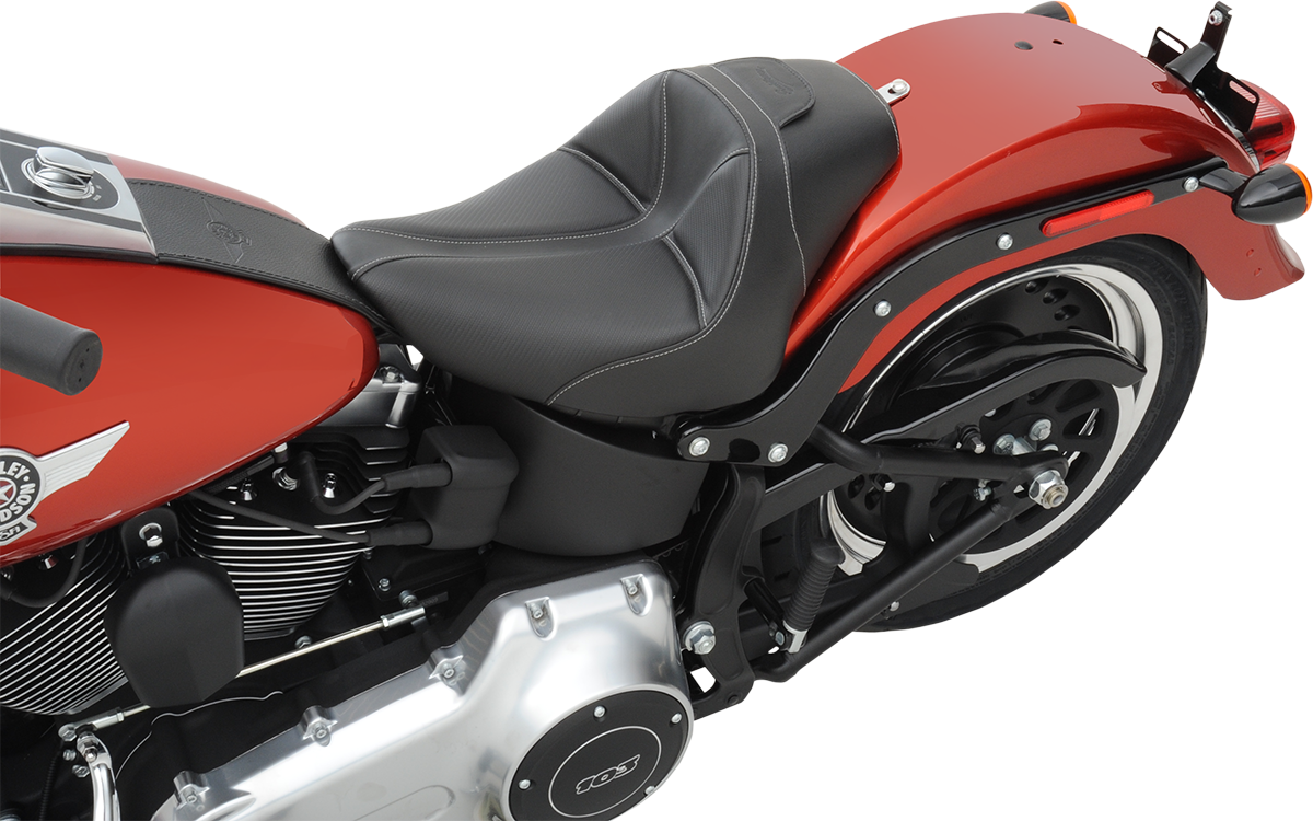SADDLEMEN Dominator Solo Seat - w/o Backrest - Black w/ Gray Stitching - FL/FX '06-'17 806-12-0042 — image 4