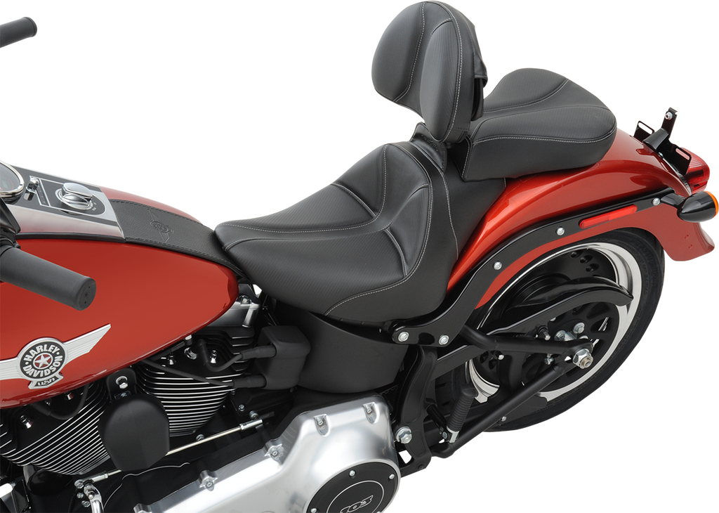 SADDLEMEN Dominator Solo Seat - w/o Backrest - Black w/ Gray Stitching - FL/FX '06-'17 806-12-0042 — image 6