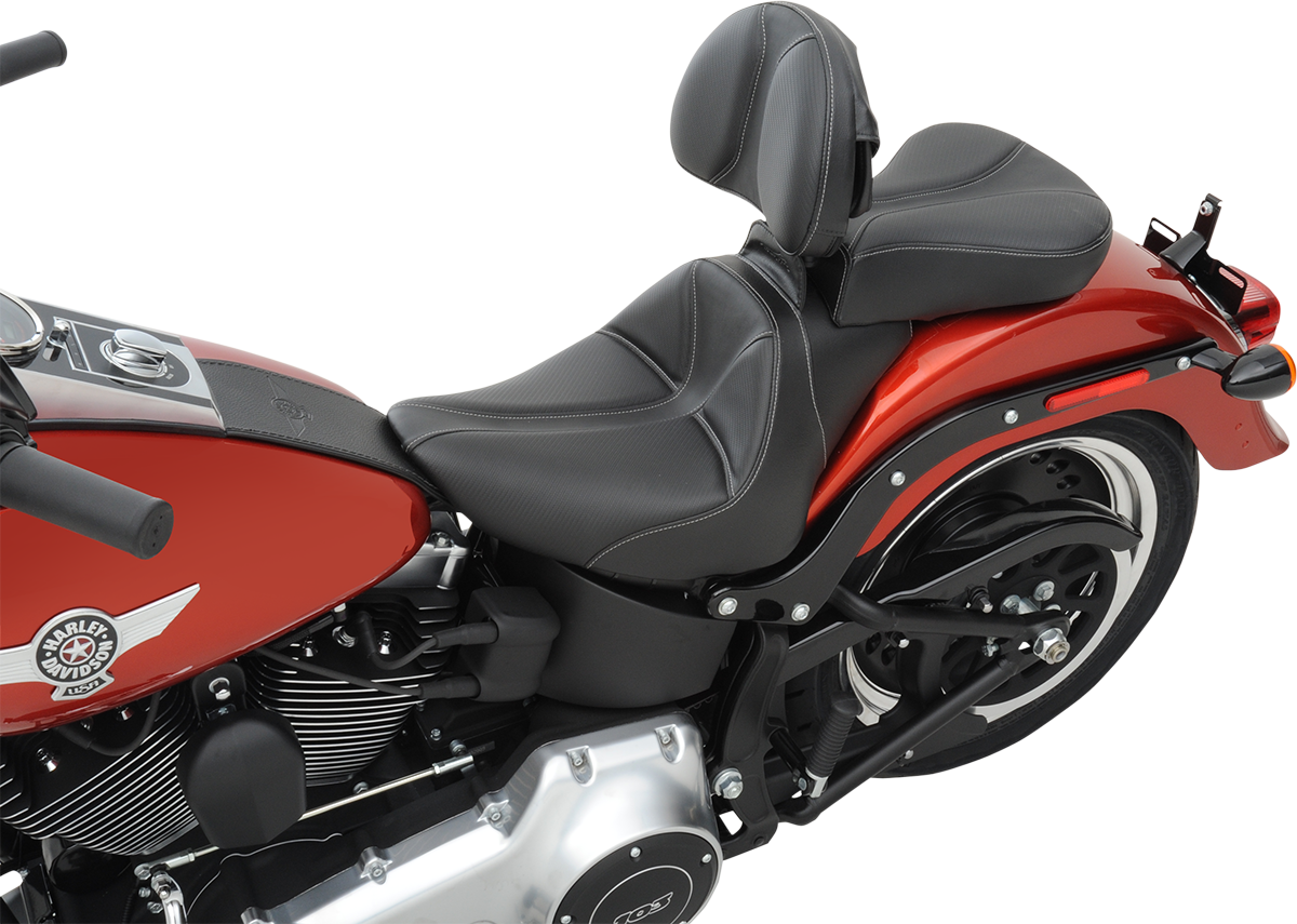 SADDLEMEN Dominator Solo Seat - w/o Backrest - Black w/ Gray Stitching - FL/FX '06-'17 806-12-0042 — image 6