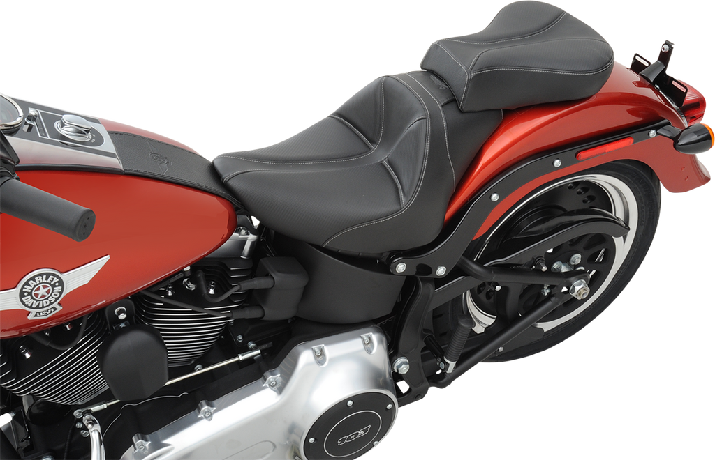 SADDLEMEN Dominator Solo Seat - w/o Backrest - Black w/ Gray Stitching - FL/FX '06-'17 806-12-0042 — image 7