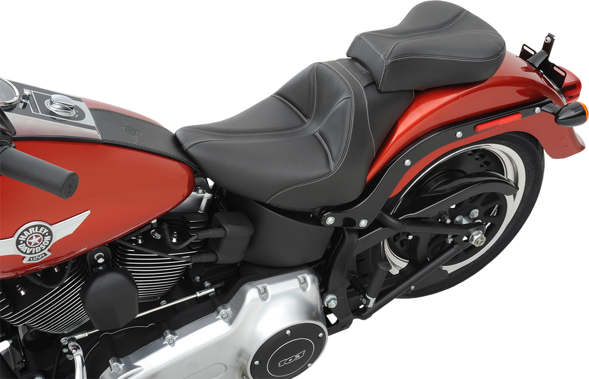 SADDLEMEN Dominator Solo Seat - w/o Backrest - Black w/ Gray Stitching - FL/FX '06-'17 806-12-0042 — image 7