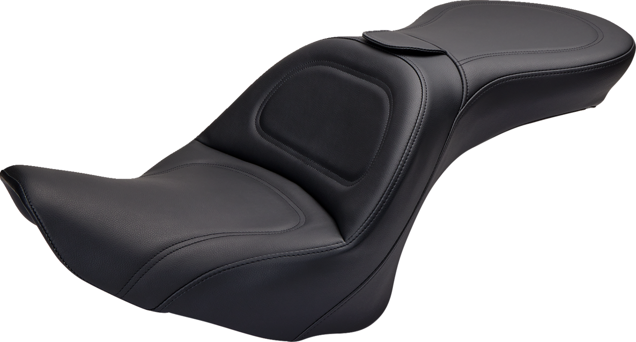 SADDLEMEN Seat - Explorer™ - With Backrest - Stitched - Black - FL/FX '06-'17 806-12-030 — image 1