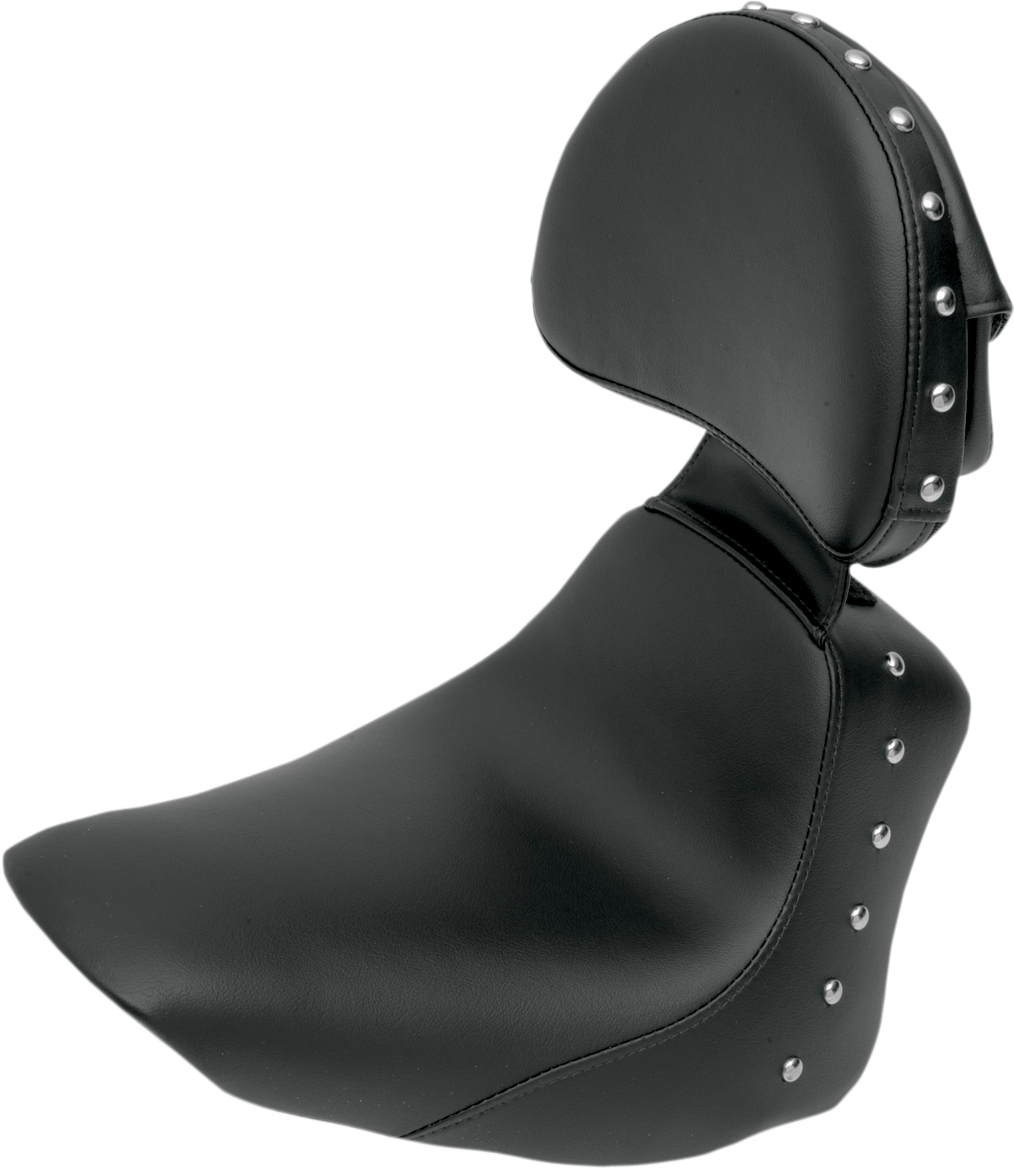 SADDLEMEN Heels Down Solo Seat - With Backrest - Studded - Black - FLSTC 806-15-0031 — image 1