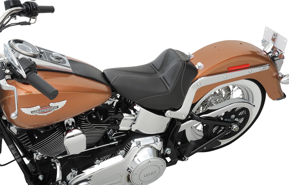 SADDLEMEN Dominator Solo Seat - w/o Backrest - Black w/ Gray Stitching - FLSTC/N '06-'17 806-15-0042 — image 4