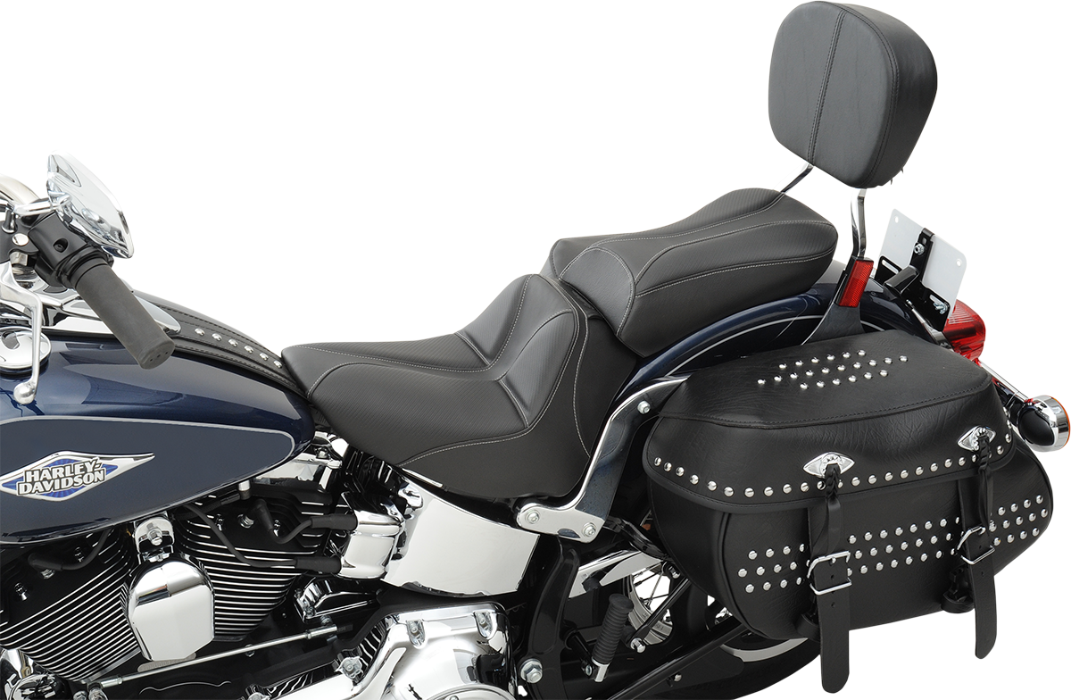 SADDLEMEN Dominator Solo Seat - w/o Backrest - Black w/ Gray Stitching - FLSTC/N '06-'17 806-15-0042 — image 5