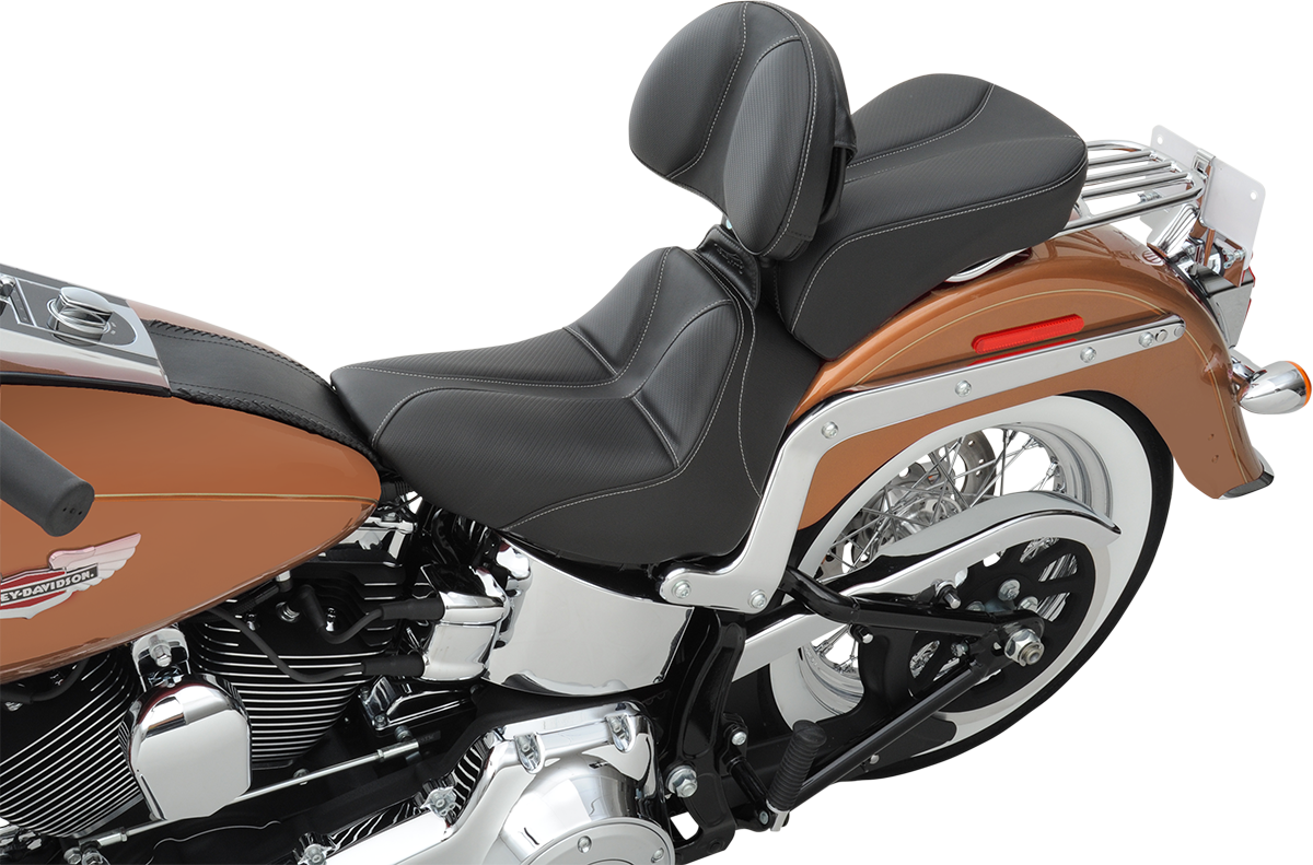 SADDLEMEN Dominator Solo Seat - w/o Backrest - Black w/ Gray Stitching - FLSTC/N '06-'17 806-15-0042 — image 7