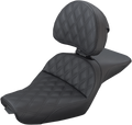 SADDLEMEN Explorer Seat - With Backrest - Lattice Stitched - Black - XL '04-'20 807-03-030LS — image 1