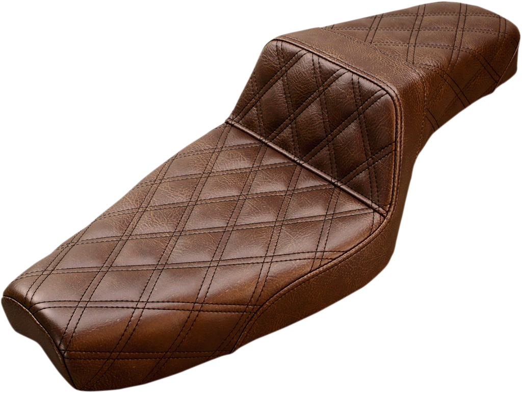 SADDLEMEN Step-Up Seat - Full Lattice Stitch - Brown - XL 807-03-175BR — image 1