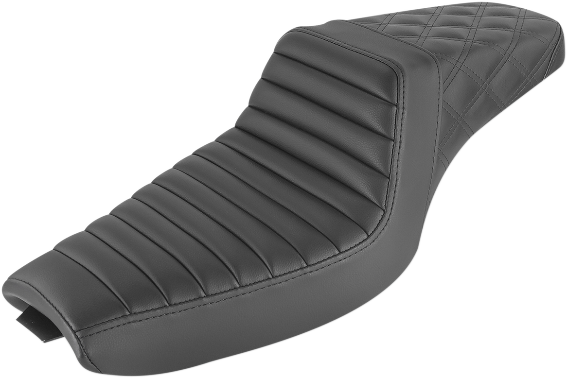 SADDLEMEN Step-Up Seat - Front Tuck-n-Roll/Rear Lattice Stitch - Black 807-03-176 — image 1