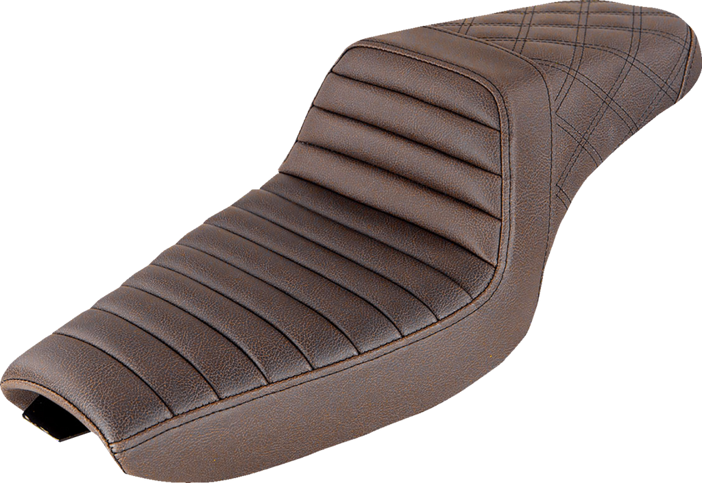 SADDLEMEN Step-Up Seat - Front Tuck-n-Roll/Rear Lattice Stitch - Brown 807-03-176BR — image 1