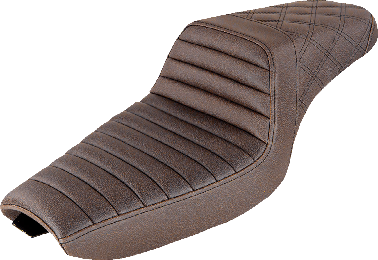 SADDLEMEN Step-Up Seat - Front Tuck-n-Roll/Rear Lattice Stitch - Brown 807-03-176BR — image 1