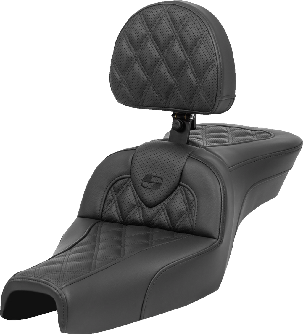 SADDLEMEN Roadsofa™ Seat - with Backrest - Lattice Stitch - XL '04-'22 807-03-182BR — image 1