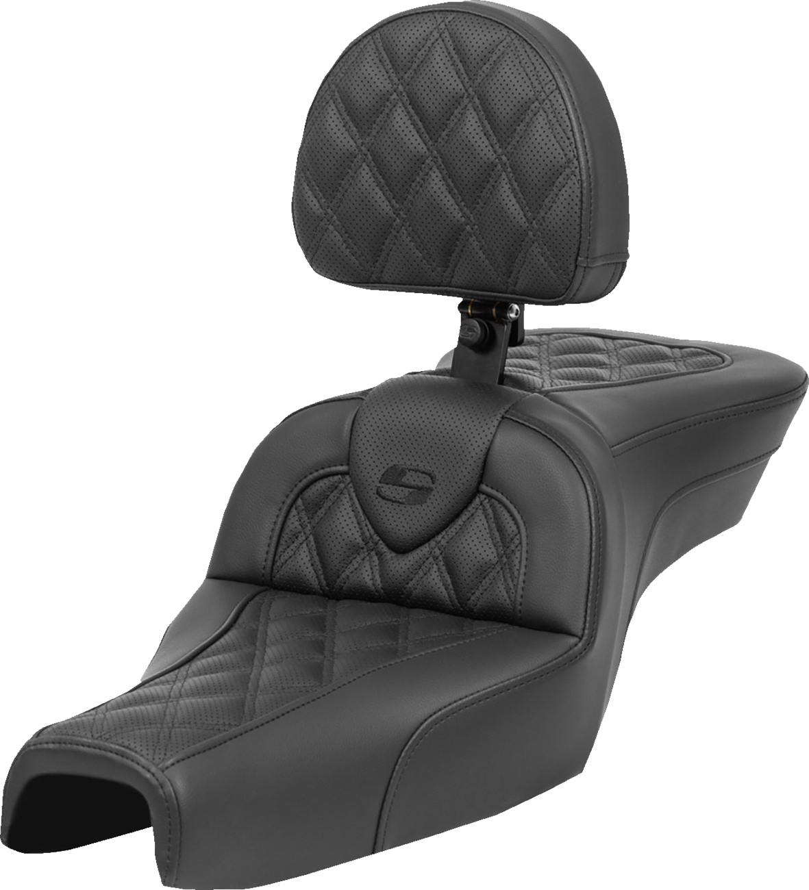 SADDLEMEN Roadsofa™ Seat - with Backrest - Lattice Stitch - XL '04-'22 807-03-182BR — image 1