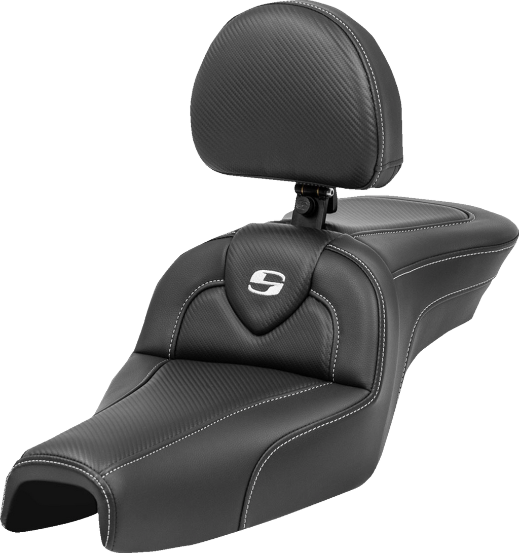 SADDLEMEN Roadsofa™ Seat - with Backrest - Carbon Fiber - XL '04-'22 807-03-185BR — image 1