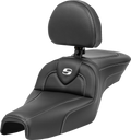 SADDLEMEN Roadsofa™ Seat - with Backrest - Carbon Fiber - XL '04-'22 807-03-185BR — image 1