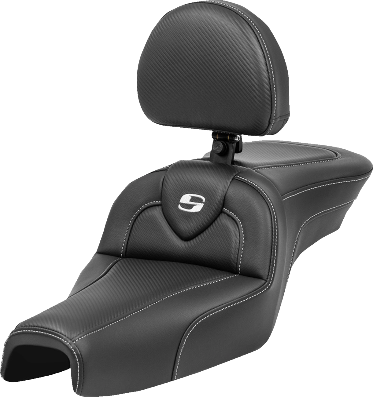 SADDLEMEN Roadsofa™ Seat - with Backrest - Carbon Fiber - XL '04-'22 807-03-185BR — image 1