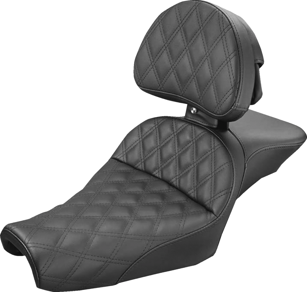SADDLEMEN Explorer Seat - With Backrest - Lattice Stitched - Black - XL '04-'22 807-11-030LS — image 1