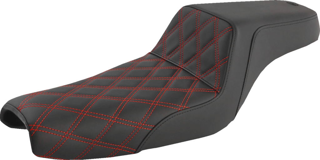 SADDLEMEN Step-Up Seat - Front Lattice Stitch/With Red Stitching - Black - XL 807-11-172RD — image 1
