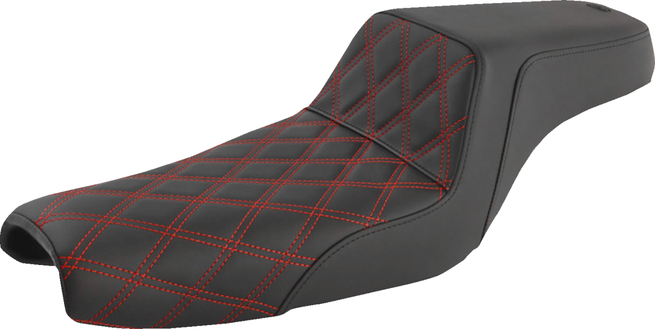 SADDLEMEN Step-Up Seat - Front Lattice Stitch/With Red Stitching - Black - XL 807-11-172RD — image 1