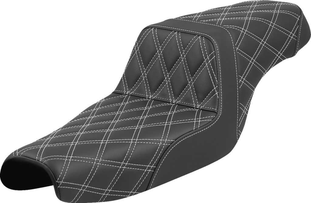 SADDLEMEN Step-Up Seat - Lattice Stitch - White Stitch - XL '04-'22 807-11-17506 — image 1
