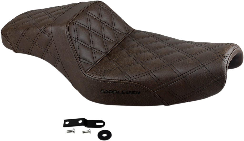 SADDLEMEN Step-Up Seat - Full Lattice Stitch - Brown - XL 807-11-175BR — image 1