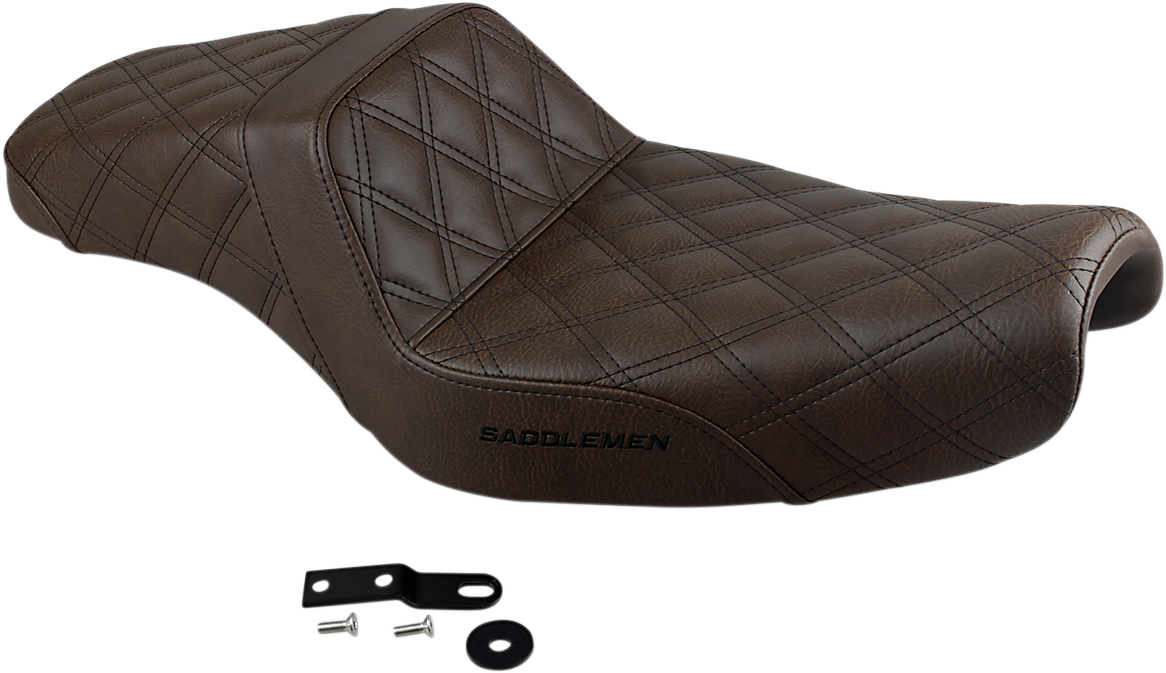 SADDLEMEN Step-Up Seat - Full Lattice Stitch - Brown - XL 807-11-175BR — image 1