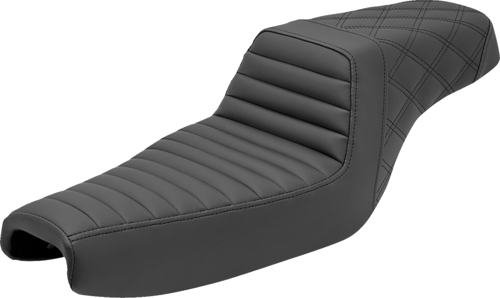 SADDLEMEN Step-Up Seat - Front Tuck-n-Roll/Rear Lattice Stitch - Black 807-11-176 — image 1