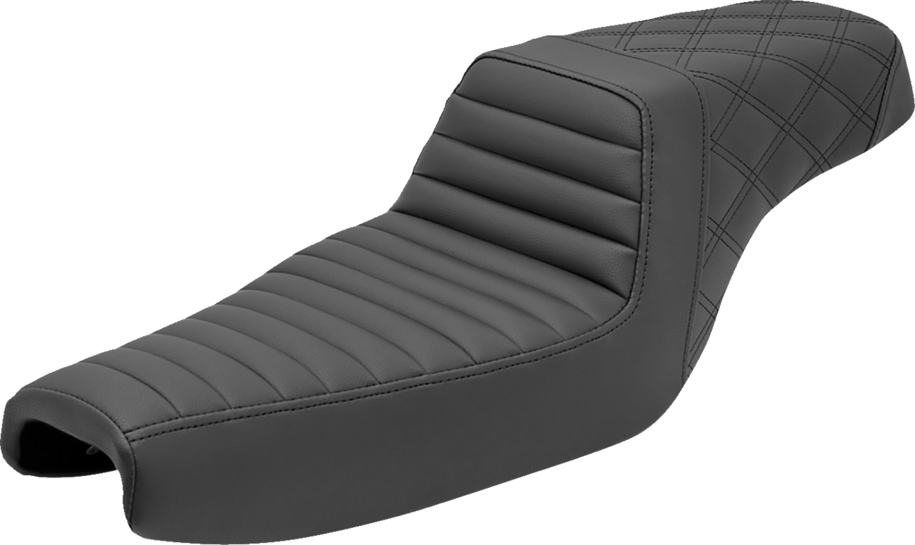 SADDLEMEN Step-Up Seat - Front Tuck-n-Roll/Rear Lattice Stitch - Black 807-11-176 — image 1