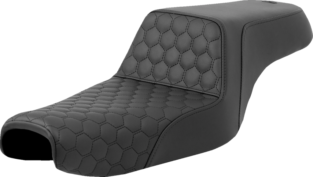 SADDLEMEN Step-Up Seat - Honeycomb - Black Stitching - 3.3 Gal Tank - Sportster '04-'21 807-11-177 — image 1